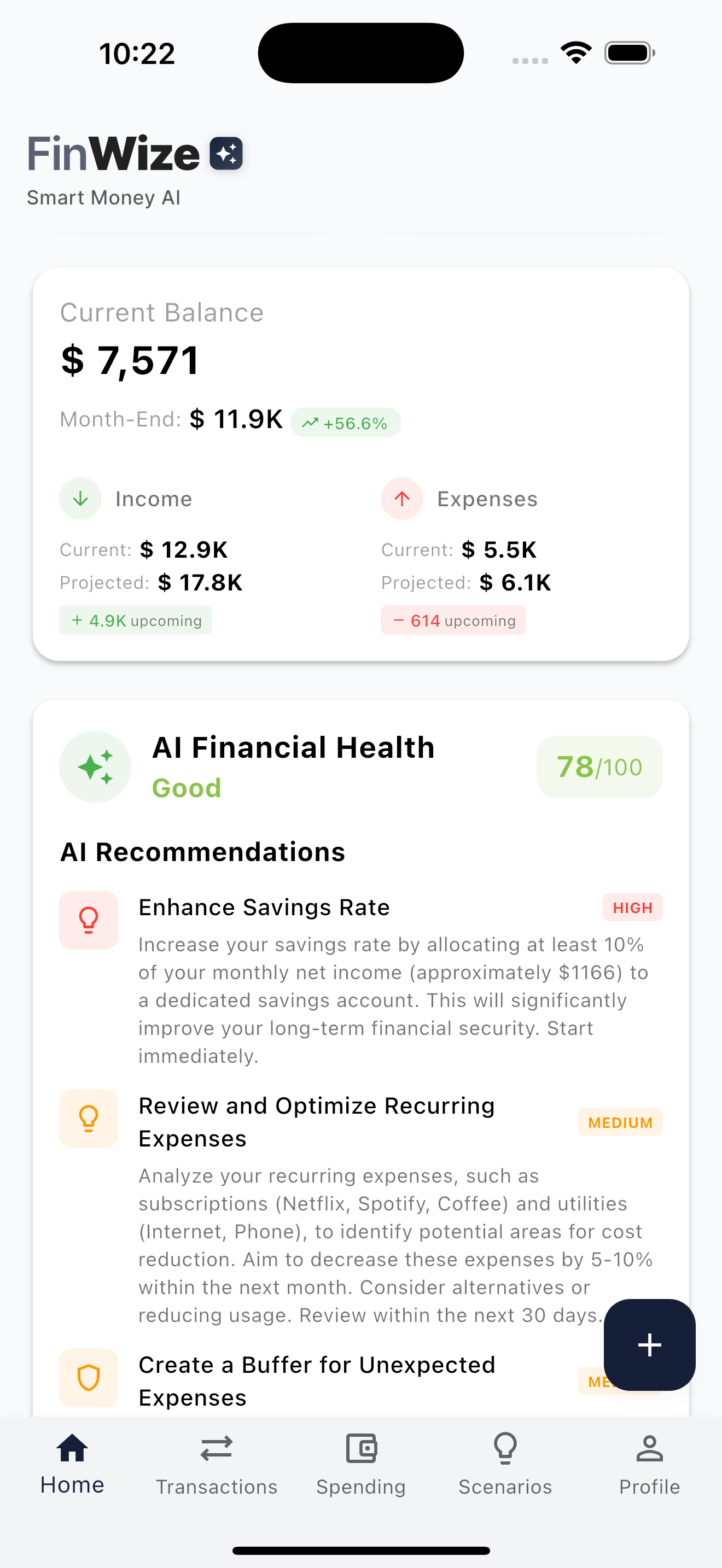 FinWize App Interface